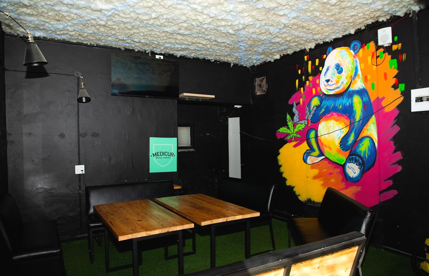 The Observatory lounge with its painted mural